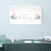 Banderole rose et argent 1er anniversaire (Salon professionnel)