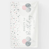 Banderole rose et argent 1er anniversaire (Vertical)