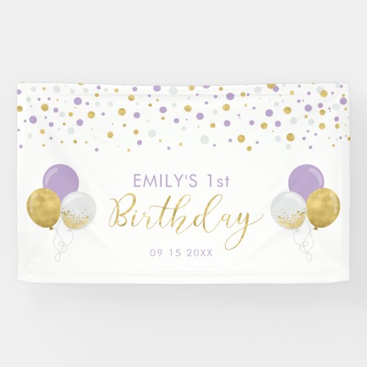 Banderole violet et or 1er anniversaire (Horizontal)
