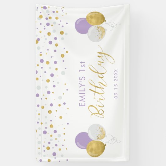 Banderole violet et or 1er anniversaire (Vertical)