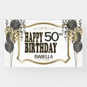 Banderoles 00e anniversaire Nom et âge - Ballons noirs (Horizontal)