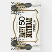 Banderoles 00e anniversaire Nom et âge - Ballons noirs (Vertical)