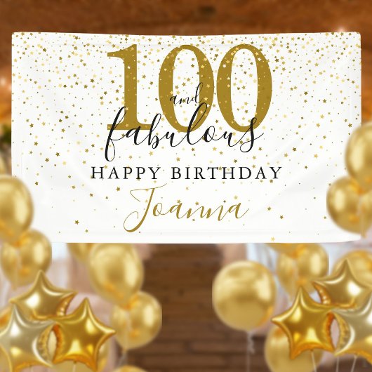 Banderoles 100 et fabuleux anniversaire Elegant Gold et Black