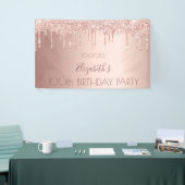 Banderoles 100e anniversaire blush rose or drips nom (Salon professionnel)