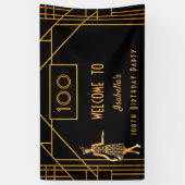 Banderoles 100e anniversaire or noir 1920's art déco (Vertical)