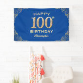 Banderoles 100e anniversaire Parties scintillant bleue et or (En situation)