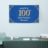 Banderoles 100e anniversaire Parties scintillant bleue et or (Salon professionnel)