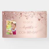 Banderoles 100e anniversaire photo rose or rose glittery étoi (Horizontal)