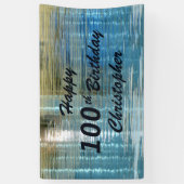 Banderoles 100e anniversaire Réflexion bleue dans le lac, Nom (Vertical)