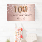 Banderoles 100e anniversaire rose or diamants script de ballo (En situation)