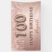 Banderoles 100e anniversaire rose or parties scintillant ball (Vertical)