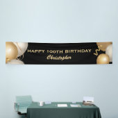 Banderoles 100e fête d'anniversaire Ballons Noir et Or (Salon professionnel)