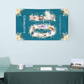 Banderoles 10e anniversaire Turquoise Fleur photo Collage Jau (Salon professionnel)