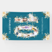 Banderoles 10e anniversaire Turquoise Fleur photo Collage Jau (Horizontal)