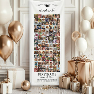 Banderoles 112 Collage photo Graduation moderne minimal blanc