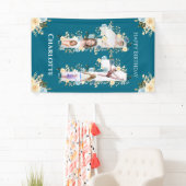 Banderoles 11e anniversaire Fleur Turquoise photo Collage Jau (En situation)