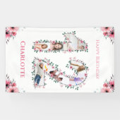 Banderoles 12e anniversaire Photo Collage Fille Fleur Rose Bl (Horizontal)