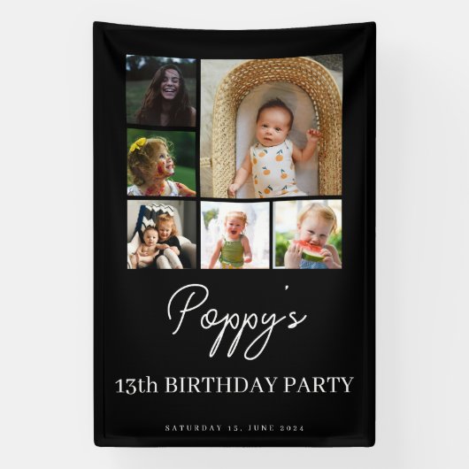 Banderoles 13e anniversaire bureau adolescent photo collage (Verticale)