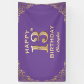 Banderoles 13e anniversaire de la fête violet et Parties scin (Vertical)