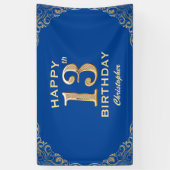 Banderoles 13e anniversaire Parties scintillant bleue et or c (Vertical)
