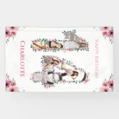 Banderoles 14e anniversaire Photo Collage Fille Fleur Rose Bl (Horizontal)