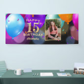 Banderoles 15e anniversaire de la fête Black and Gold Balloon (Salon professionnel)