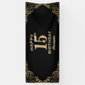 Banderoles 15e anniversaire de la Parties scintillant Noir et (Vertical)