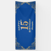 Banderoles 15e anniversaire Parties scintillant bleue et or c (Vertical)