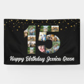 Banderoles 15e anniversaire Photo Collage heureux anniversair (Horizontal)