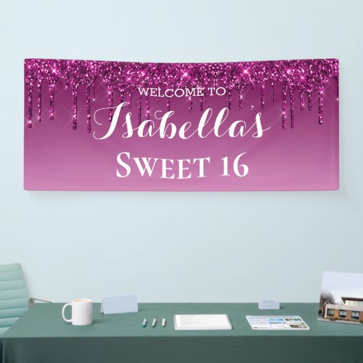 Banderoles 16 ans | Parties scintillant de séchage rose (Salon professionnel)