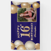 Banderoles 16e anniversaire de la fête Marine Bleu et Ballons (Vertical)