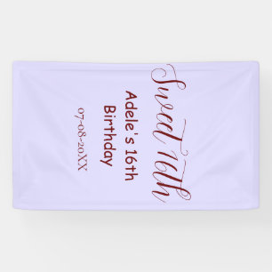 Banderoles 16e anniversaire doux nom pastel mauve rétro