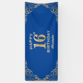 Banderoles 16e anniversaire Parties scintillant bleue et or c (Vertical)