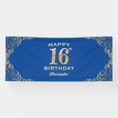 Banderoles 16e anniversaire Parties scintillant bleue et or c (Horizontal)