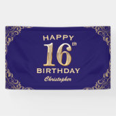 Banderoles 16e anniversaire Parties scintillant marine bleu e (Horizontal)