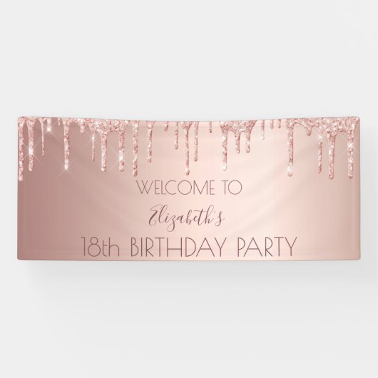 Banderoles 18e anniversaire blush rose or parties scintillant (Horizontal)