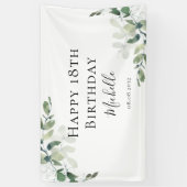 Banderoles 18e anniversaire Eucalyptus Verdure Accueil modern (Vertical)