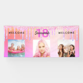 Banderoles 18e anniversaire fête rose parties scintillant pho (Horizontal)