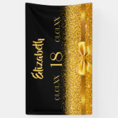 Banderoles 18e anniversaire noir or nom bienvenue (Vertical)