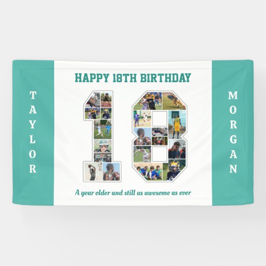 Banderoles 18e anniversaire Numéro 18 Collage photo (Horizontal)