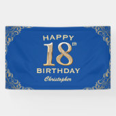 Banderoles 18e anniversaire Parties scintillant bleue et or c (Horizontal)
