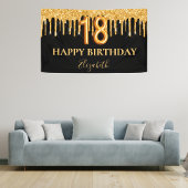 Banderoles 18e anniversaire parties scintillant en or noir bi