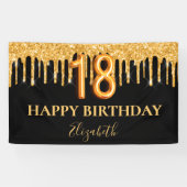 Banderoles 18e anniversaire parties scintillant en or noir bi (Horizontal)