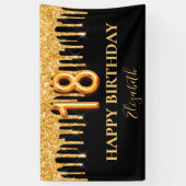 Banderoles 18e anniversaire parties scintillant en or noir bi (Vertical)