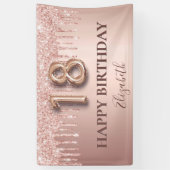 Banderoles 18e anniversaire rose gouttes rose or (Vertical)