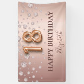 Banderoles 18e anniversaire rose or diamants script de ballon (Vertical)