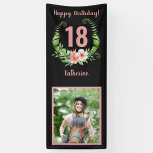 Banderoles 18e ou tout âge Anniversaire Floral rose pâle