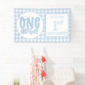 Banderoles 1er anniversaire fête mignonne Pastel Blue Onederf (En situation)