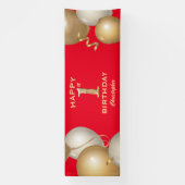 Banderoles 1ère fête d'anniversaire Ballons rouges et or (Verticale)