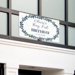 Banderoles 1ère fête d'anniversaire Blueberry Baby Girl